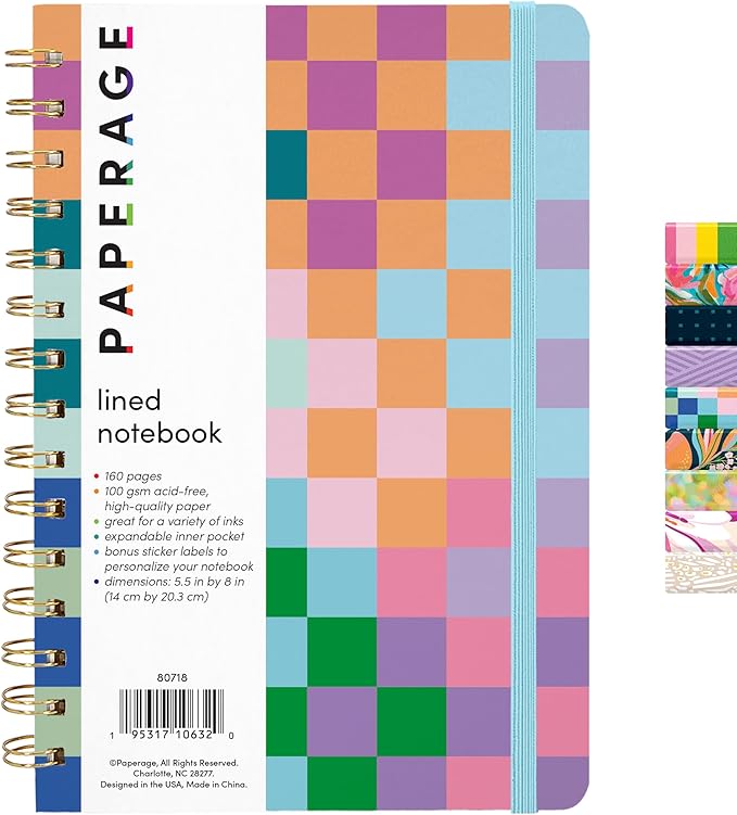 PAPERAGE Lined Spiral Journal Notebook, 160 Pages, Hardcover Journal by PAPERAGE