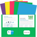 Two Pocket Folders, PANDRI 160 Pack 2 Pocket Folders, Letter Size Paper File by PANDRI