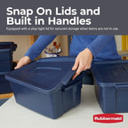 Rubbermaid Roughneck Tote 3 Gal, 6 Pack, Made in USA, Dark Indigo Metallic - Image 3