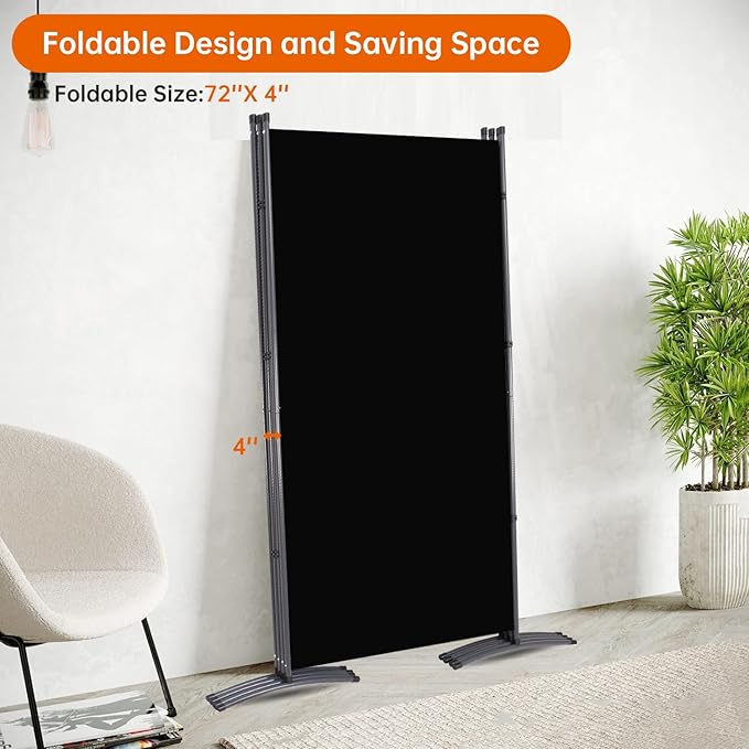 Room Divider 6FT Folding Privacy Screens, 4 Panel Partition Room Dividers - Image 4