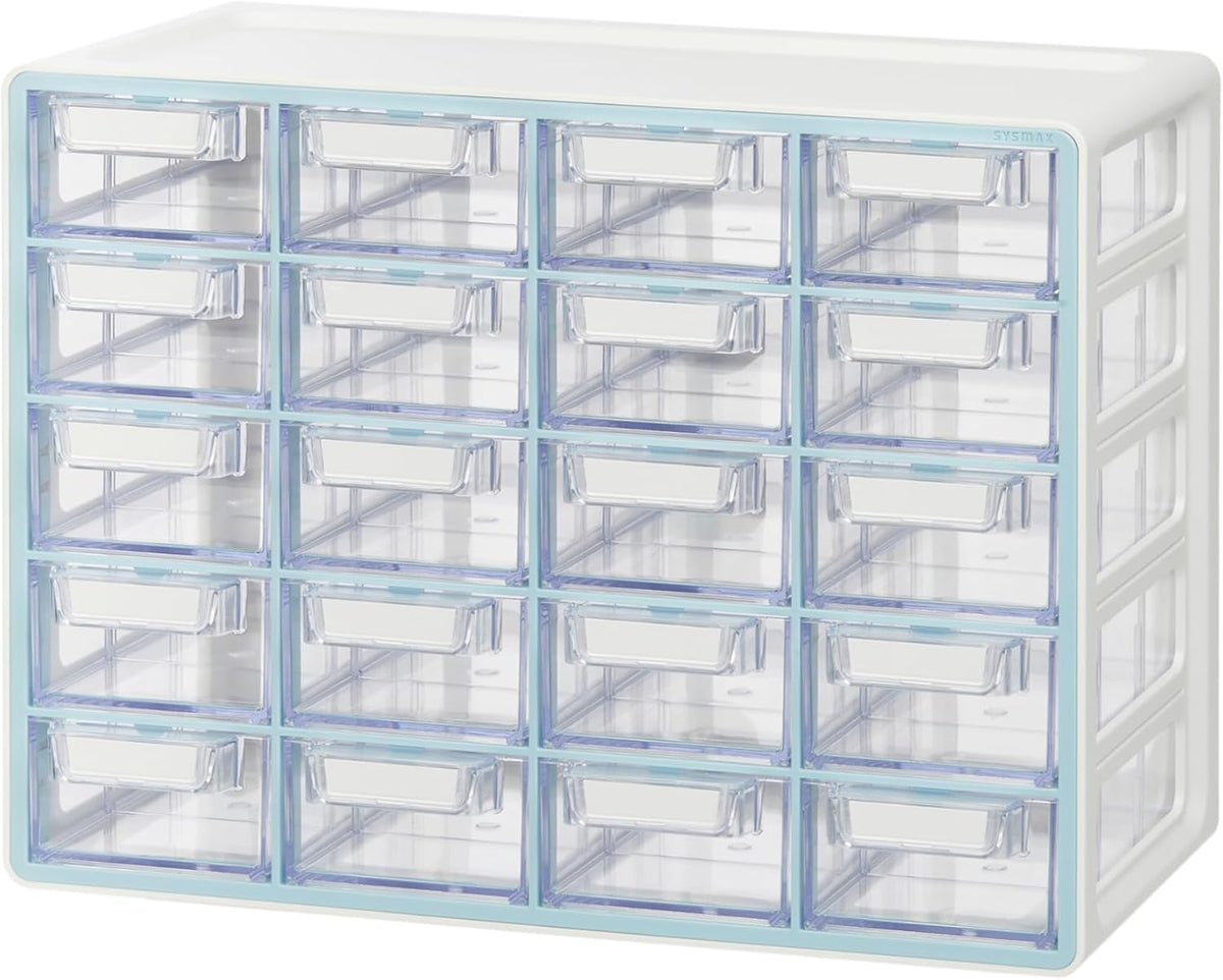 Blue Ginkgo 20-Drawer Storage Cabinet Organizer, Blue, Made in Korea