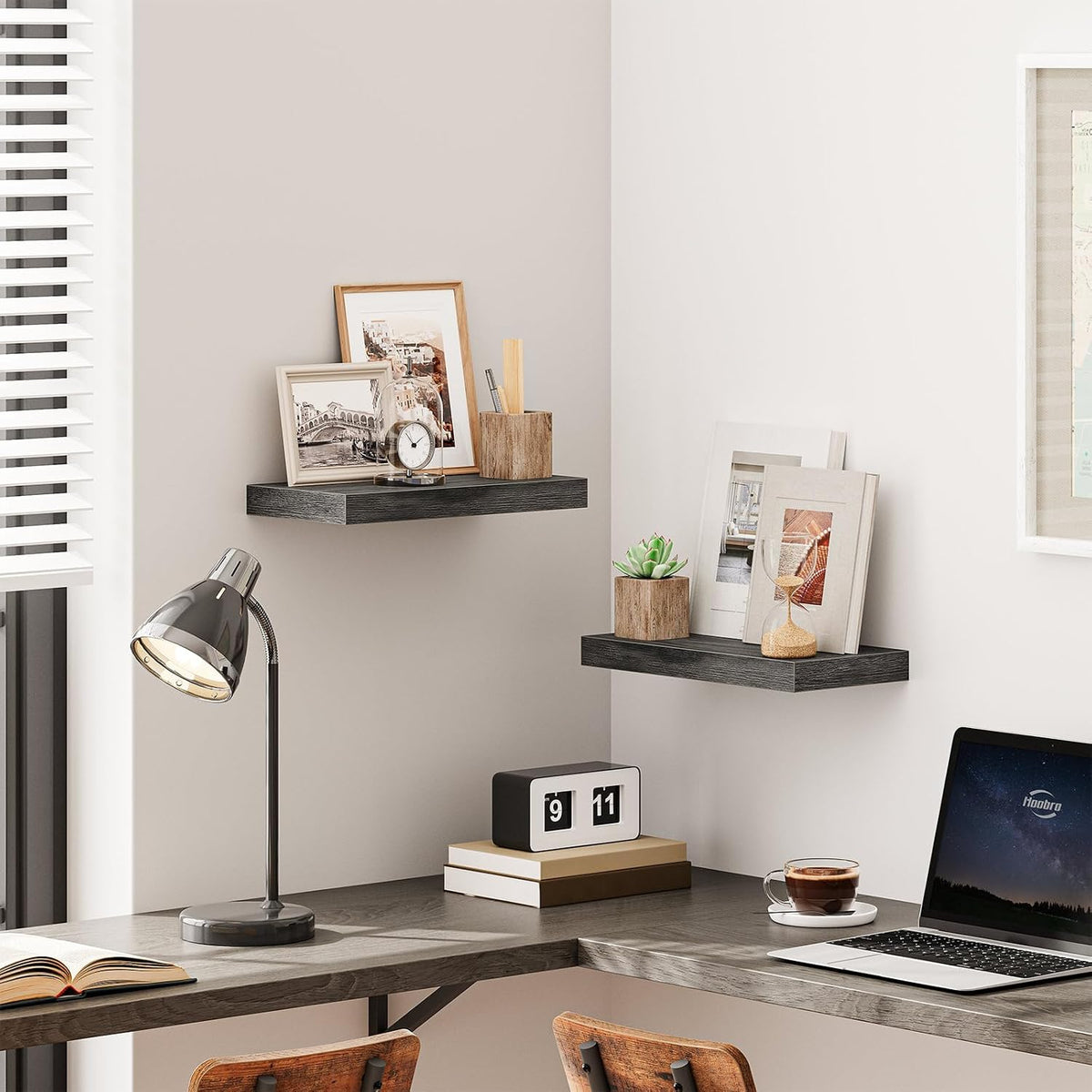 HOOBRO Floating Shelves for Wall, Wall Mounted Shelf Set of 2, 15.7" Han...