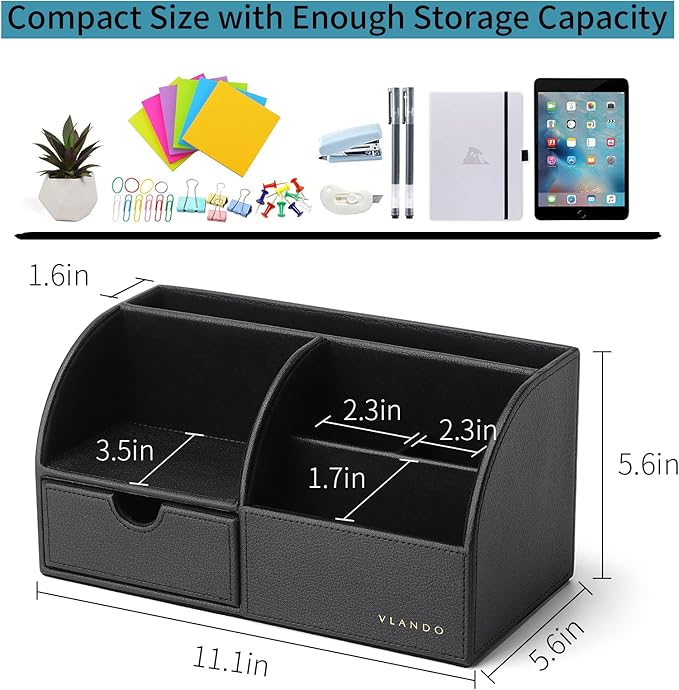 Vlando Office Desk Organizer Leather Desktop Organizer Caddy - Image 3