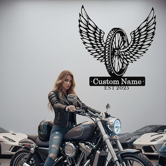 Custom Motorcycle Wheel Metal Signs Personalized Biker Name Sign Custom Garage - Image 6