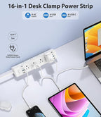 40W Fast Charging Station, Desk Clamp Power Strip 20W USB C, 8 Outlets - Image 2