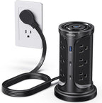 Tower Surge Protector Power Strip Flat Plug by NVEESHOX