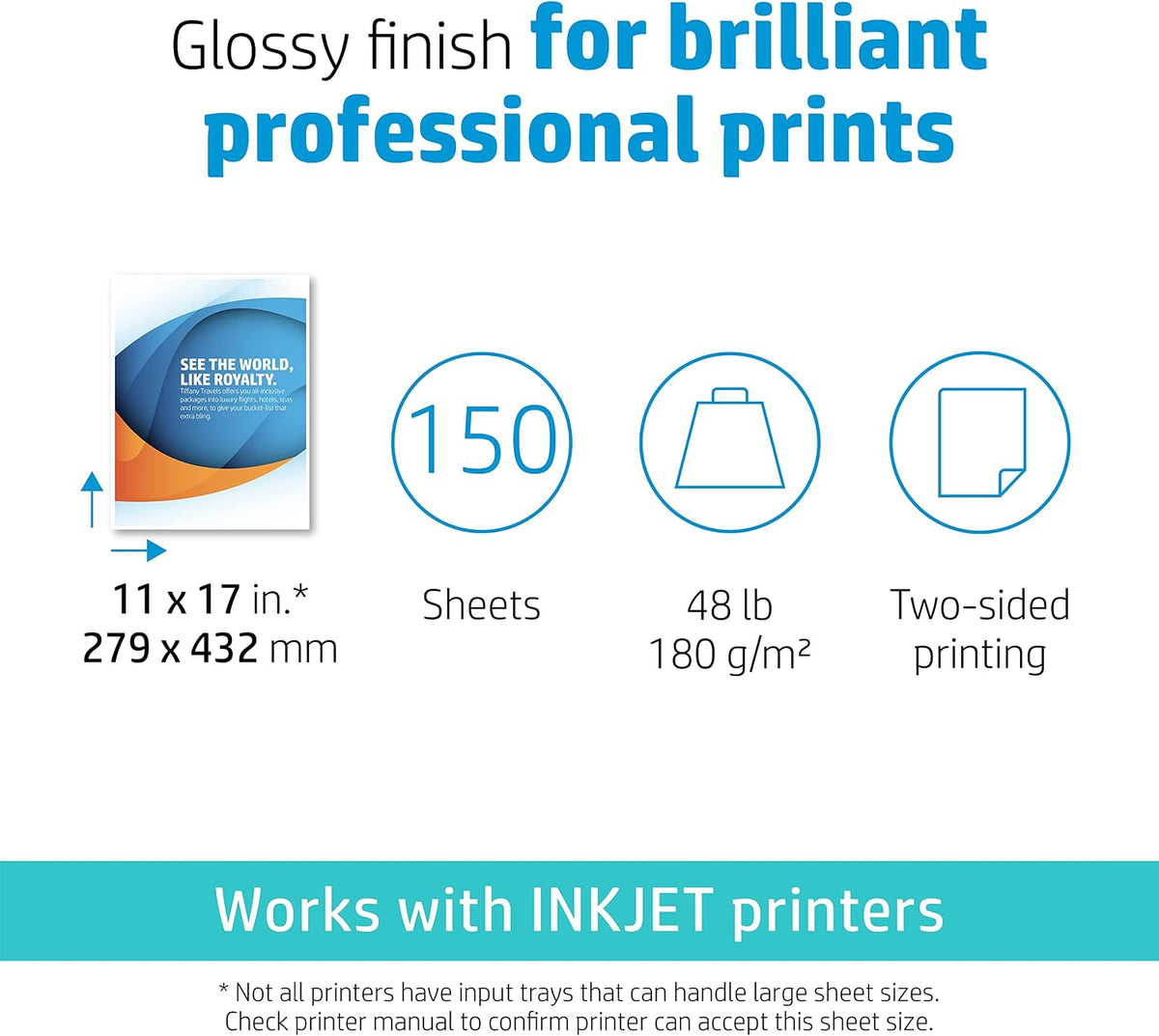 hp professional business paper, glossy, 11x17 in, 48, close-up detail