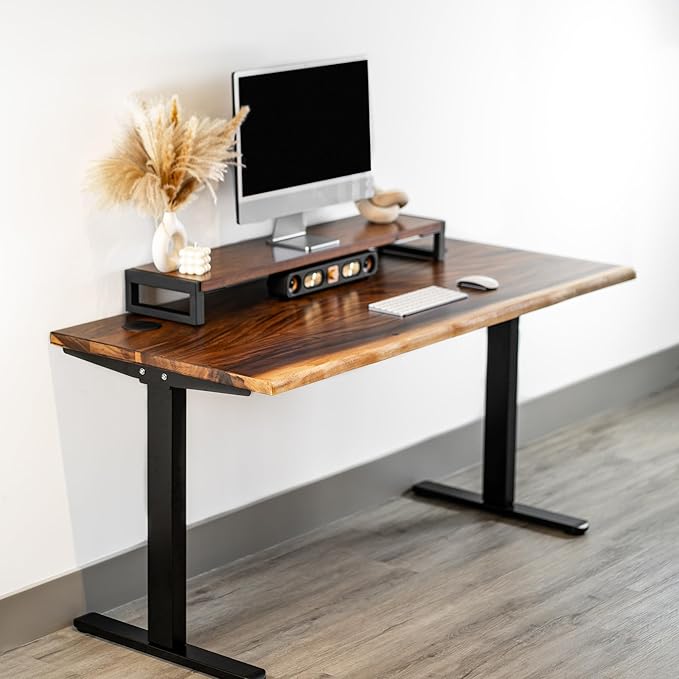 Standing Desk with Monitor Stand – Walnut Solid Wood Desk, Natural Live Edge - Image 9