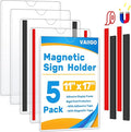 Magnetic Sign Holder 11 x 17 Adhesive Frame 5 Pack, Rigid Plastic Document by VAIIGO