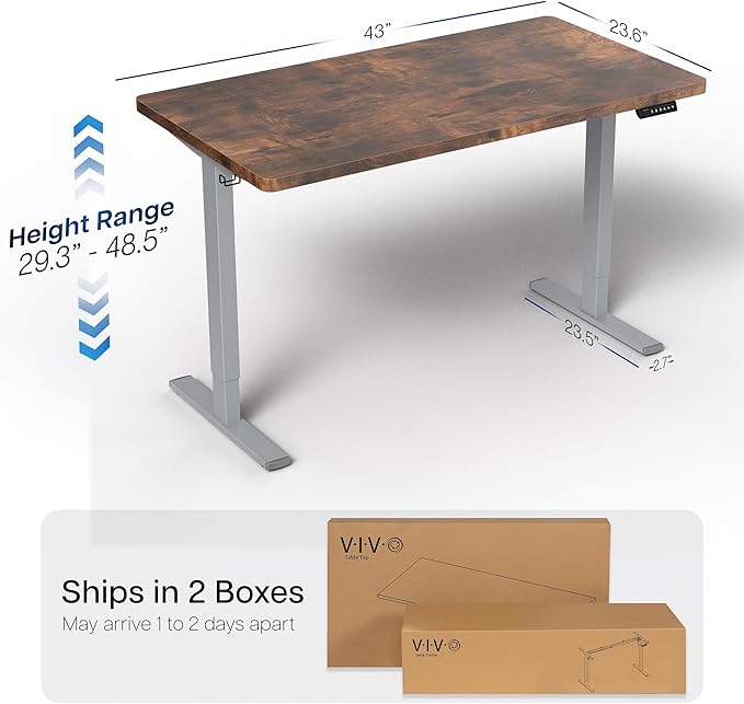 VIVO Electric 43 x 24 in Rustic Standing Desk, Memory Height Adjustment - Image 3