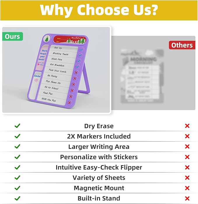 2-Pack Magnetic Chore Chart for Kids, ADHD Task Tracker Easy-Check Routine Dry - Image 7