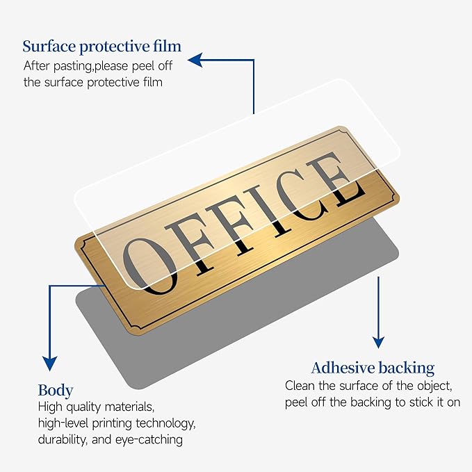 The Office Sign for Home and Business Door，Self-Adhesive Waterproof and - Image 3