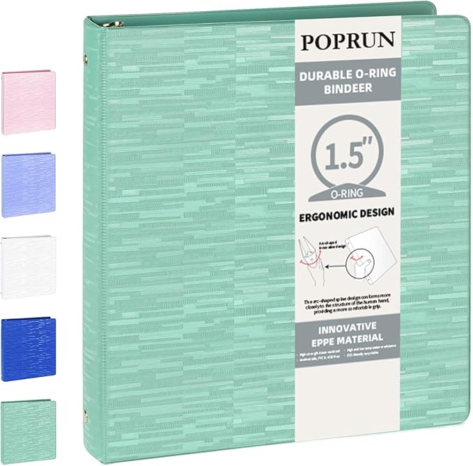 POPRUN 3 Ring Binder 1.5 Inch, Holds 325 Sheets of 8.5 x 11 Paper, Extra by POPRUN