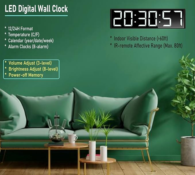 ETEBRG 26'' Huge Digital Wall Clock, Home Gym Interval Workout Timers, - Image 4