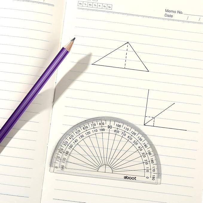 EBOOT 25 Pcs Math Protractors Plastic Protractor 180 Degrees, 4 Inches - Image 7