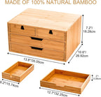 deayou bamboo desk organizer, 100% natural bamboo desktop, close-up detail