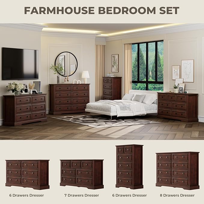 VVFLU Farmhouse 6 Drawer Dresser - Image 8