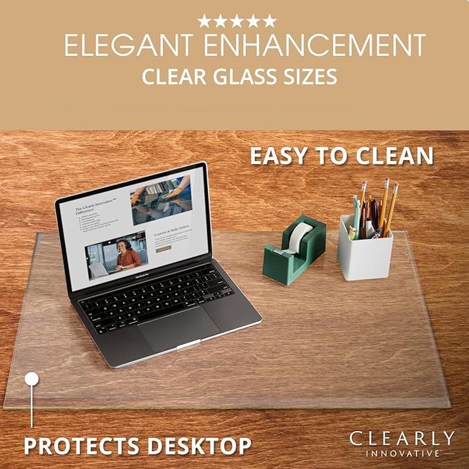 Clearly Innovative Premium Tempered Glass Desk Pad | 20" x 30" Desk Protector | - Image 4