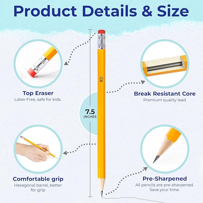 Rosmonde Pencils Bulk, 600 Pack, Pre Sharpened #2, Bulk Yellow Pencils - Image 2