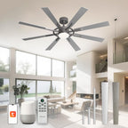 60 inch smart ceiling fan, silver indoor/outdoor ceiling, main product view