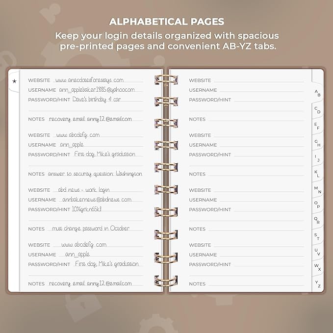Clever Fox Password Book Spiral – Mini Internet Address & Password Organizer - Image 3
