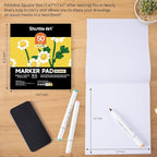 Shuttle Art Marker Pad, 8.3”x7.67” Portable Square Sketchbook, 50 Sheets Marker - Image 4