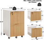 2 drawers fluted mobile file cabinet with lock shown in use