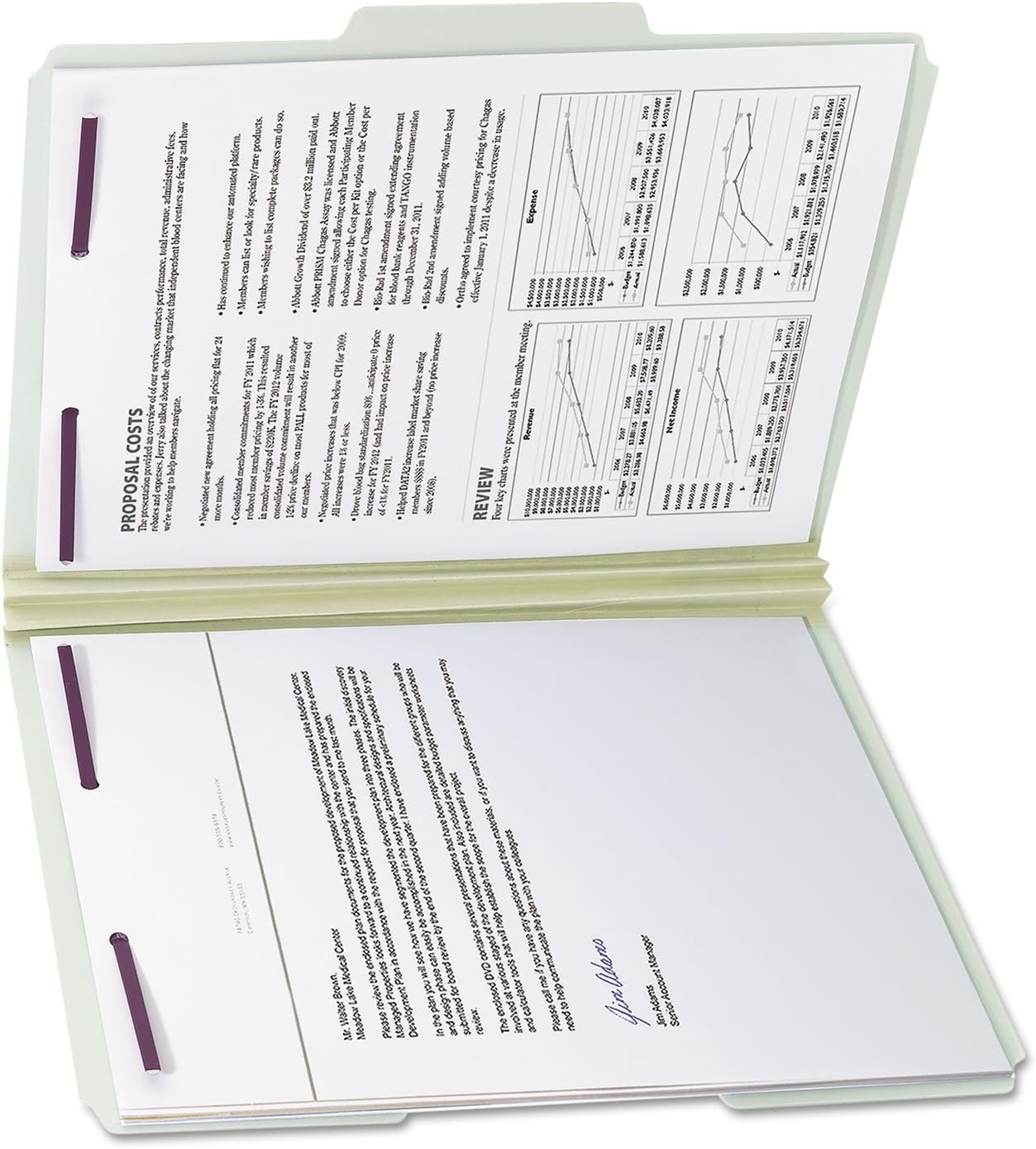 Smead Pressboard Fastener File Folder with SafeSHIELD, 1/3 Cut Tab, 51 Mm Expansion, Letter Size, Gray, Green, 25 Count, 14934