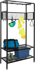 honey-can-do garage entryway storage unit with light, hooks, main product view