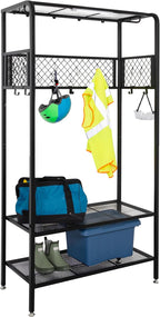 honey-can-do garage entryway storage unit with light, hooks, main product view