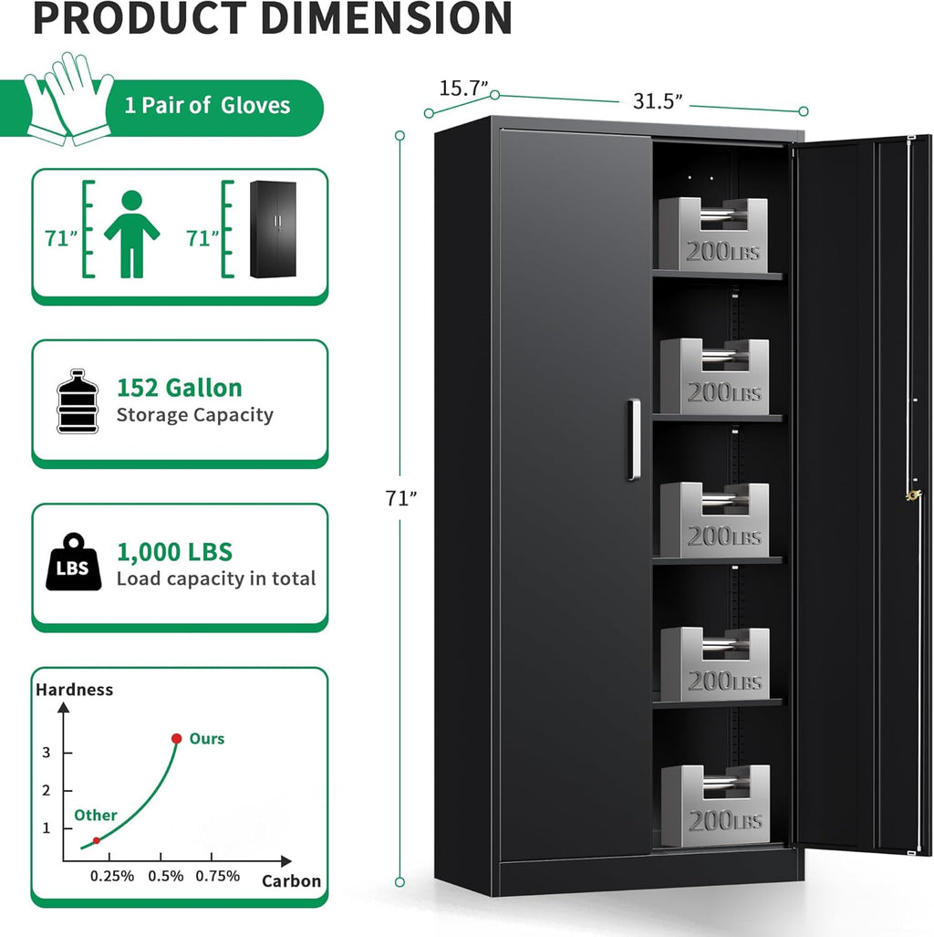 metal garage storage cabinet, durable metal storage solution, close-up detail
