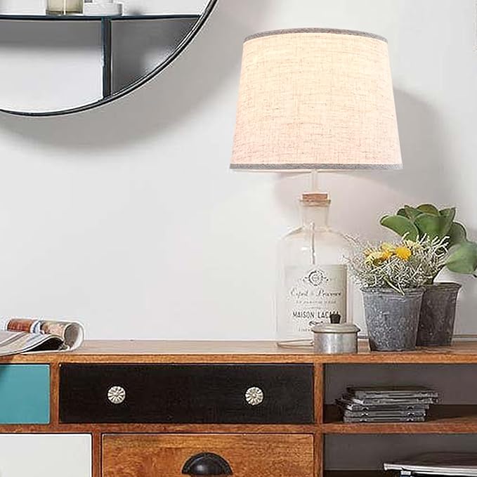GO&SO Oatmeal Linen Drum Lamp Shade - Image 9