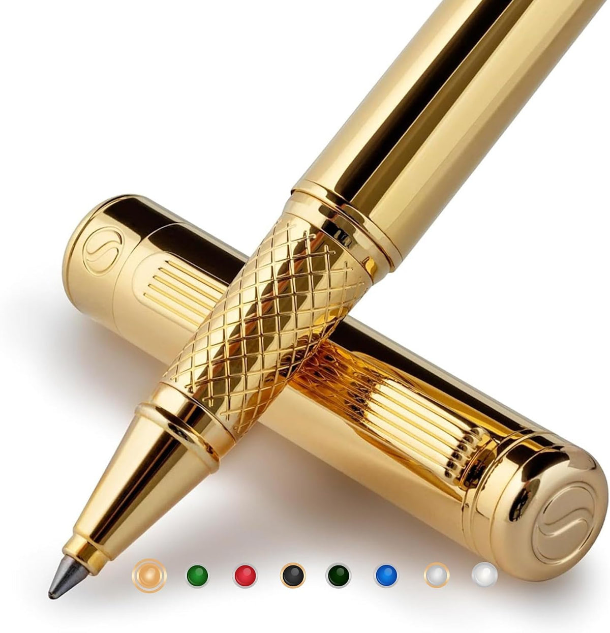 Scriveiner Gold Rollerball Pen - Stunning Luxury Pen, Real Gold Plating, Schm...