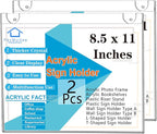 PecMuikee Acrylic Sign Holder 8.5x11 Horizontal, Wall Mount Acrylic Sign Holder by PecMuikee