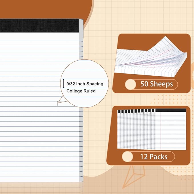 Legal Pads 8.5 X11, Narrow Ruled Notepads, 12 Pack, 50 Sheet/Pad, Tear Off - Image 2