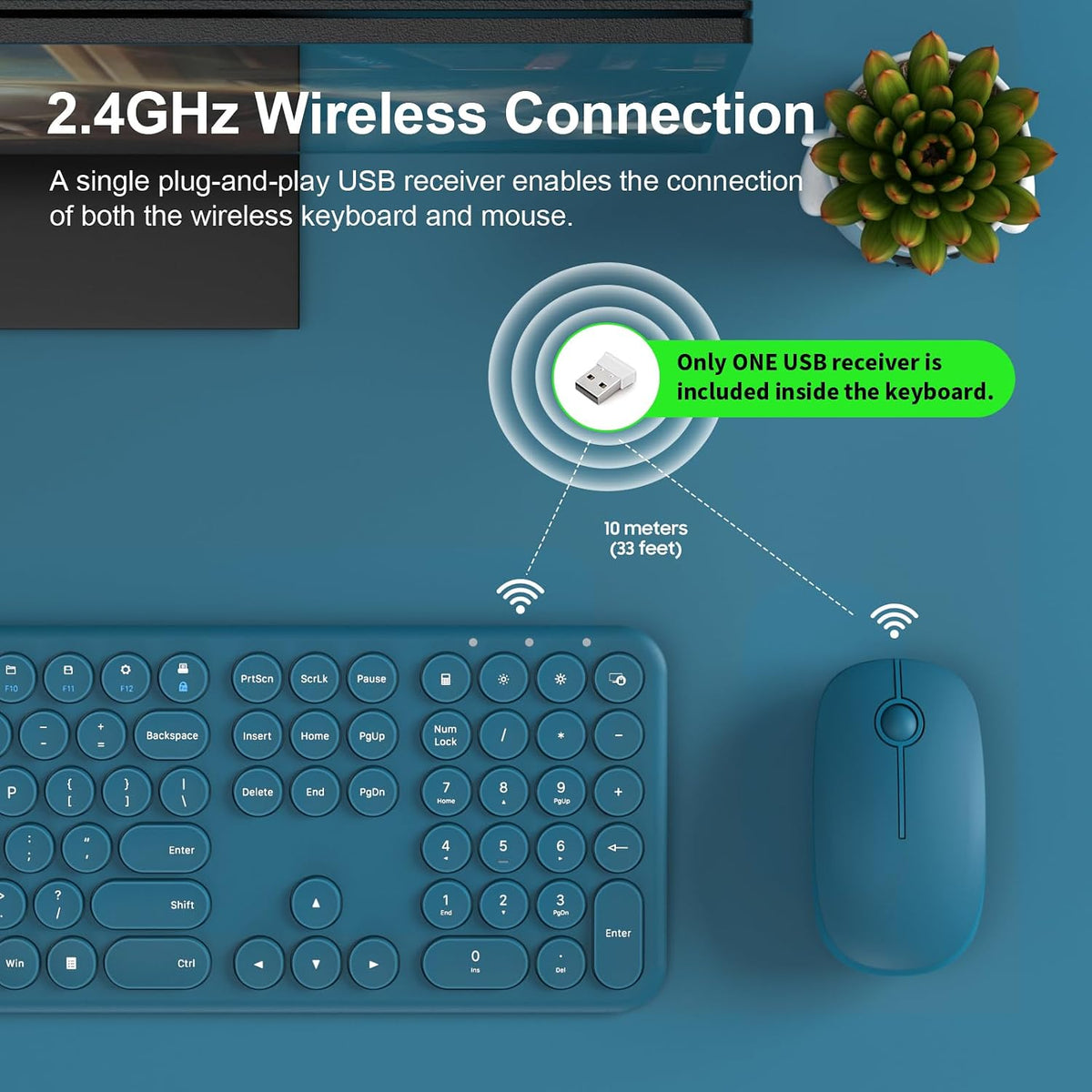 Wireless Keyboard and Mouse Combo, Ultra-Thin 2.4GHz USB Cordless Plug and Pl...