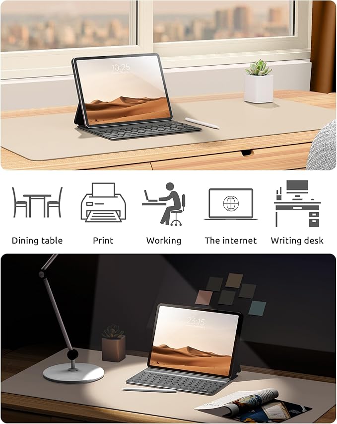 YSAGi Leather Desk Pad Protector, Office Desk Mat, Large Mouse Pad, Non-Slip PU - Image 6