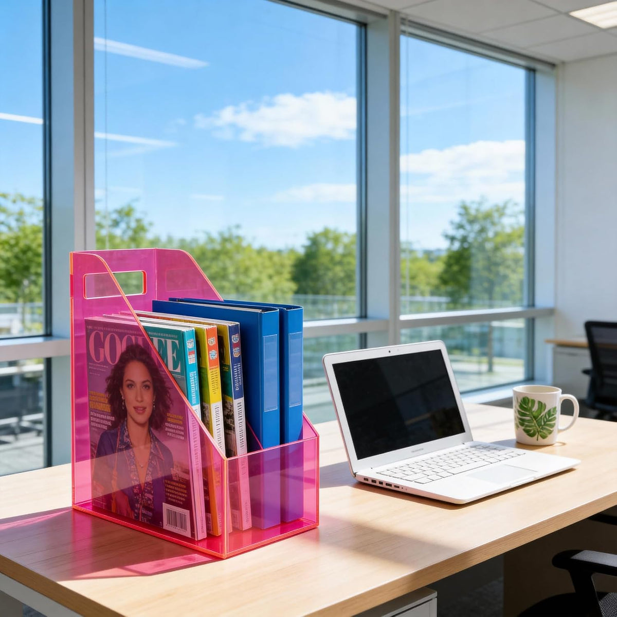 Acrylic Magazine Rack Desk File Holder Organizer for Office Desktop Vertical ...