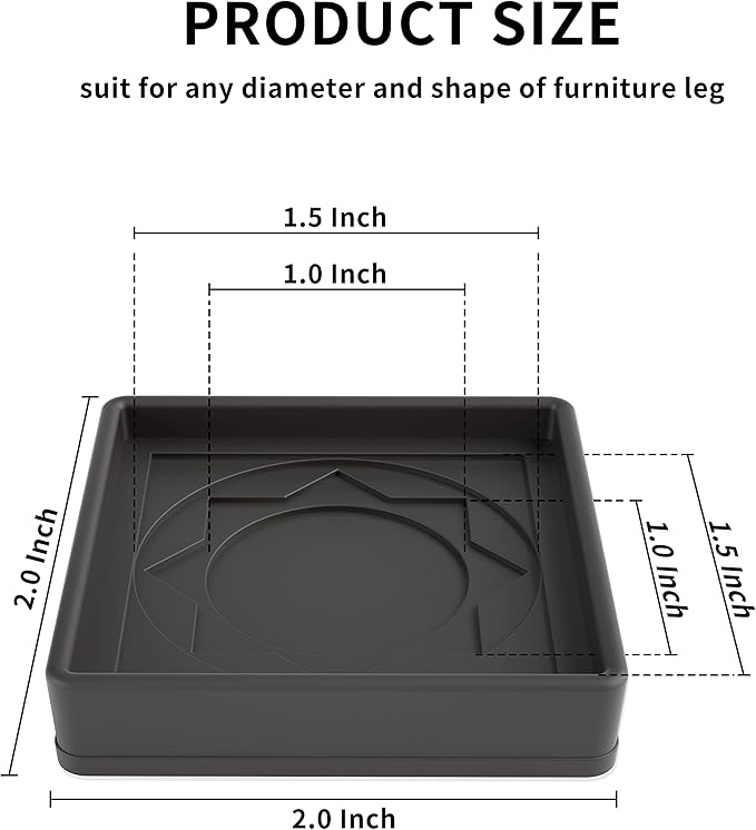 Furniture Pads Yelanon Floor Shield – 2" Round Caster Cups 8 PCS – Non-Skid Bed - Image 3