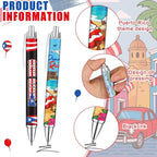 Sayglossy 48 Pcs Puerto Rico Party Souvenirs Gifts Puerto Rico Ballpoint Pens with Flags Frog Hibiscus Flowers Pattern for Patriotic Latin American Spanish Party Favors (Novelty Style)