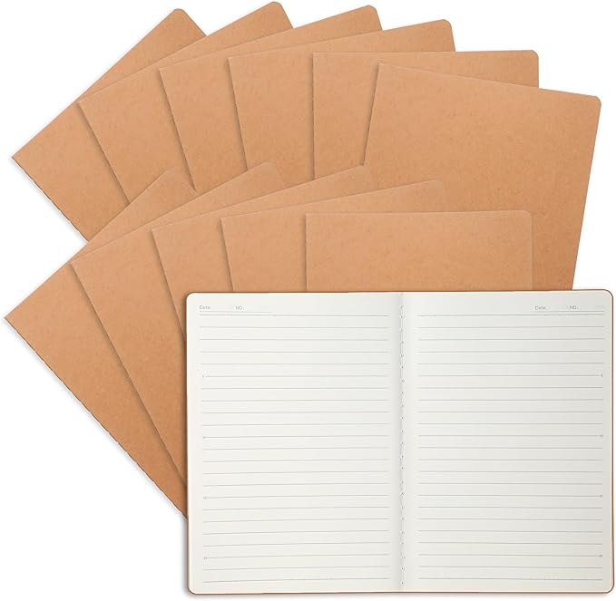 miikoul 12 Pack A5 Kraft Paper Notebook Lined Journal Bulk, 8.3 X 5.5 Inch by Welcometomiikoul
