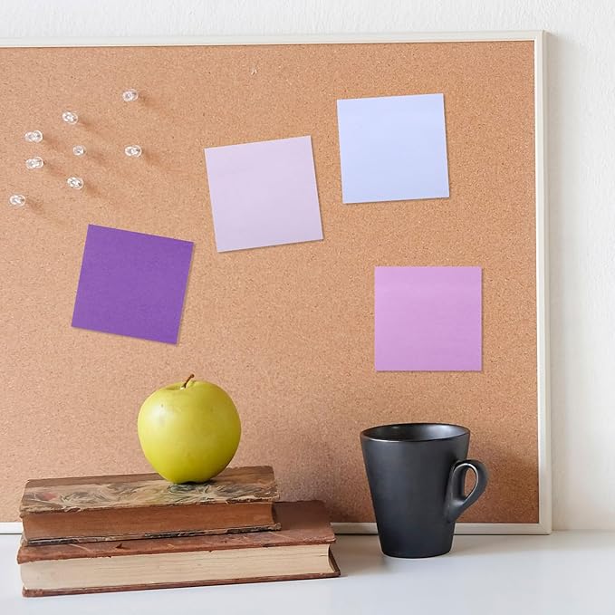 Thenshop 12 Pads Purple Sticky Notes 3''x3'', Self Stick Notes Pads Purple - Image 6