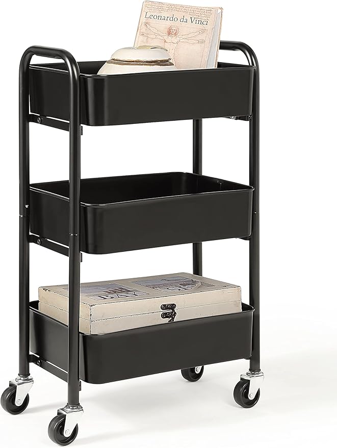 SunnyPoint 3-Tier Delicate Compact Rolling Metal Storage Organizer by SunnyPoint