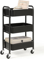 SunnyPoint 3-Tier Delicate Compact Rolling Metal Storage Organizer by SunnyPoint