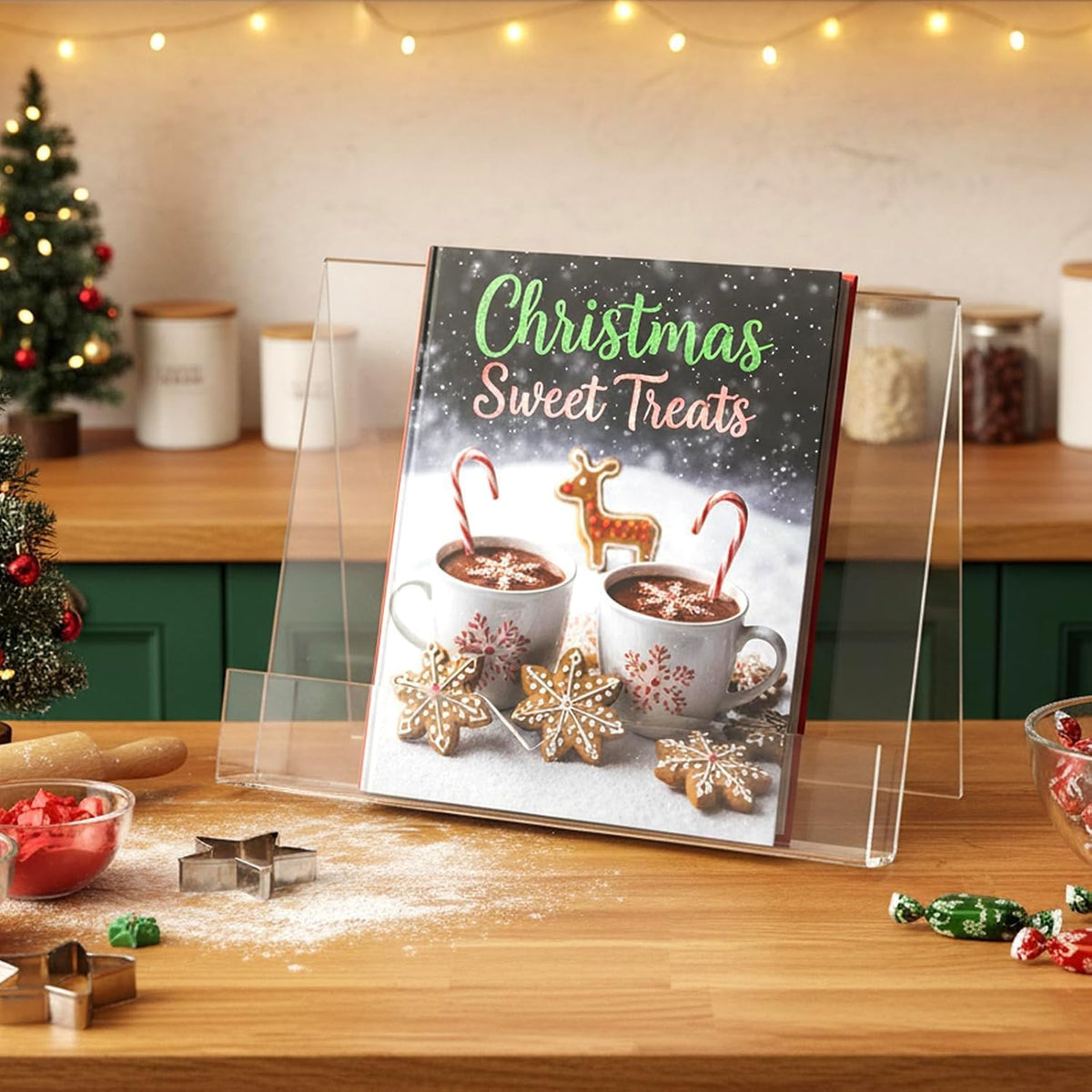 MyGift Premium Clear Acrylic Cookbook Stand & Book Display Holder