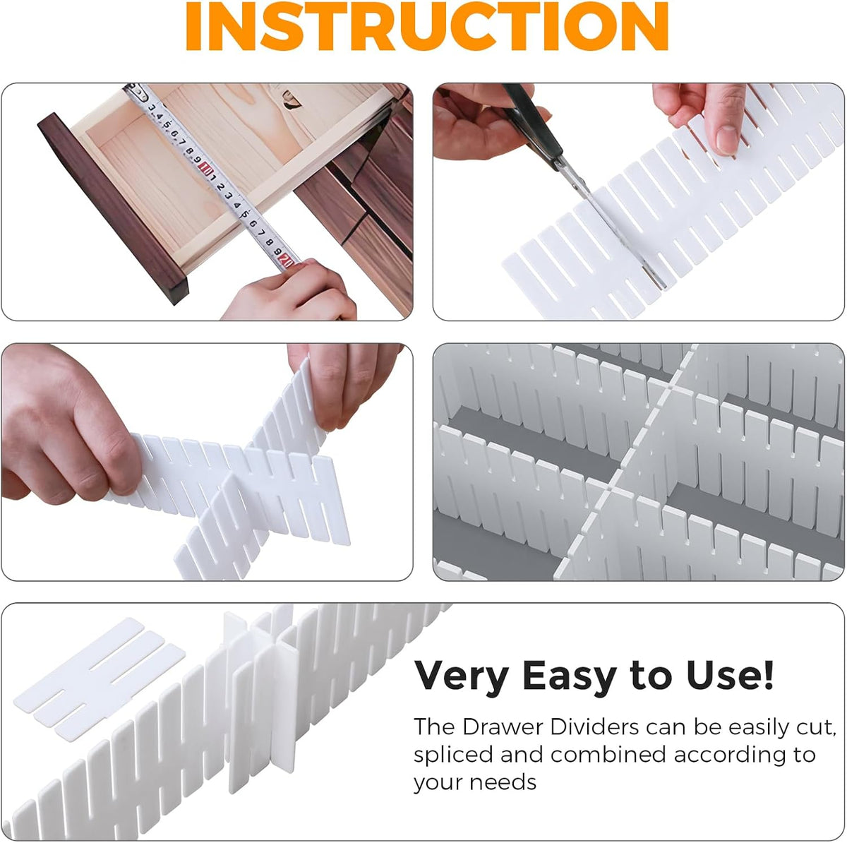 ALBAD Plastic Drawer Dividers Adjustable Drawer Organizer Dividers Separator ...