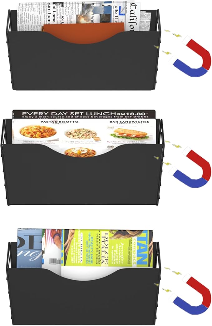 3 Pockets Magnetic File Holder for File Cabinets, Refrigerator, Magnetic Paper by BSJYMJIAJU