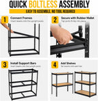 garage shelving, 36"w x 16"d x 72"h, 5-tier showing dimensions