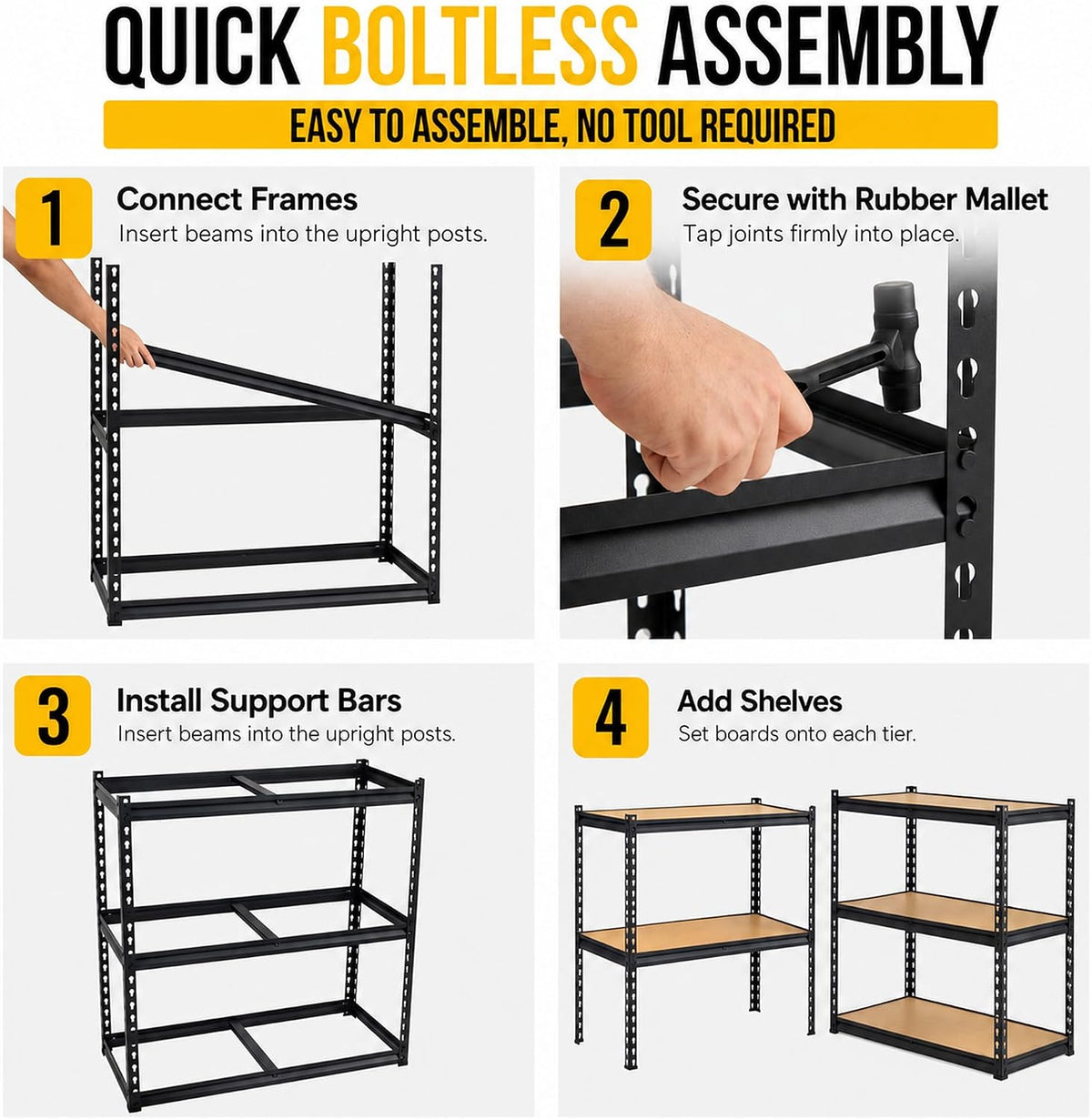 garage shelving, 36"w x 16"d x 72"h, 5-tier showing dimensions