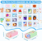 LiYiQ 100 Pcs Cute Eraser for Kids Bulk Kawaii Erasers for Classroom Fun - Image 2